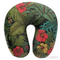 Travel Pillow Tropical Garden Green Red Memory Foam U Neck Pillow for Lightweight Support in Airplane Car Train Bus - B07V3XQ5T7